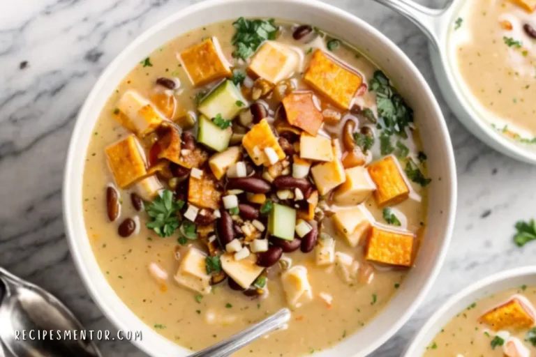 Discover the ultimate Creamy Chicken Taco Soup recipe! Packed with flavors, this easy-to-make soup combines tender chicken, beans, and a creamy broth for a cozy meal. Ready in 35 minutes!