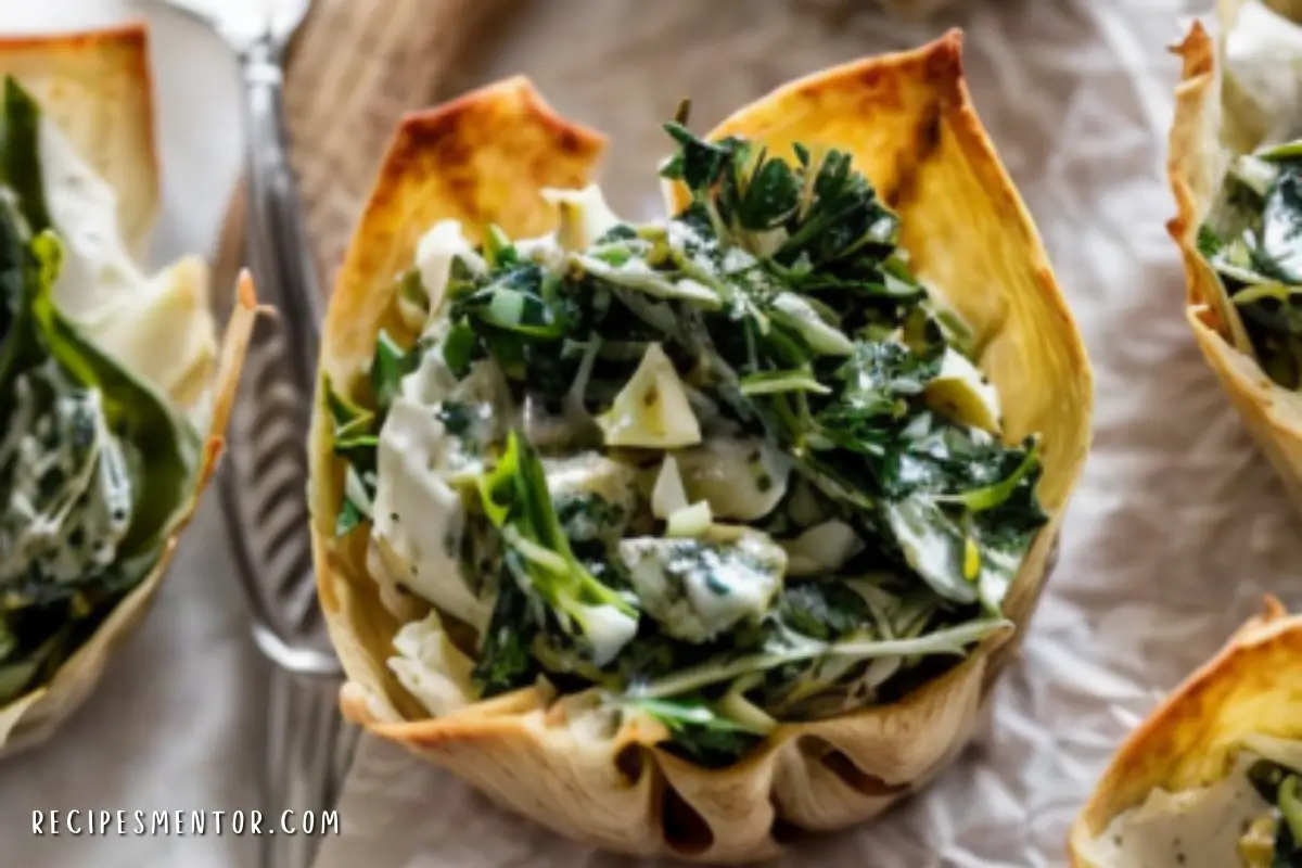 Spinach and Artichoke Dip Wonton Cups