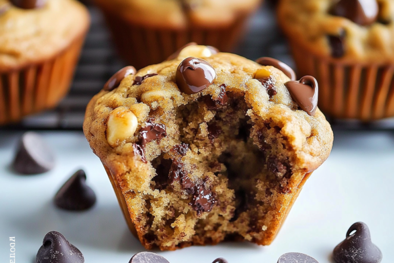 These Banana Chocolate Chip Muffins are moist, decadent, and bursting with flavor. Perfect for breakfast or a delicious snack, they're a delightful way to use up ripe bananas.