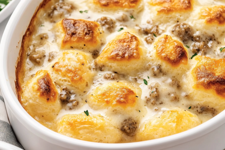 This Biscuits and Gravy Breakfast Casserole is a hearty, comforting dish perfect for family gatherings and lazy weekend brunches. It combines flaky biscuits, savory sausage, and rich gravy for an unforgettable meal.