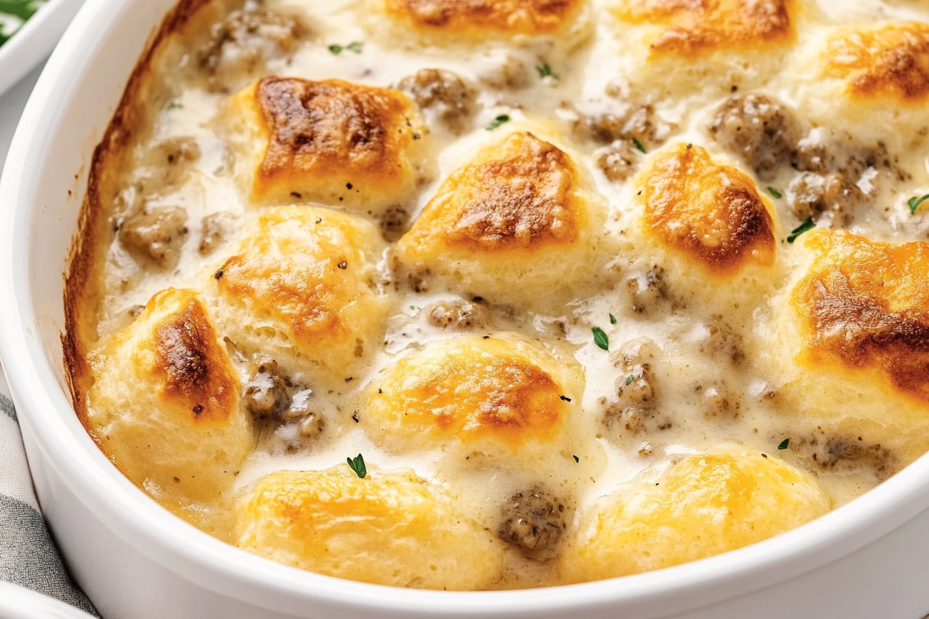This Biscuits and Gravy Breakfast Casserole is a hearty, comforting dish perfect for family gatherings and lazy weekend brunches. It combines flaky biscuits, savory sausage, and rich gravy for an unforgettable meal.