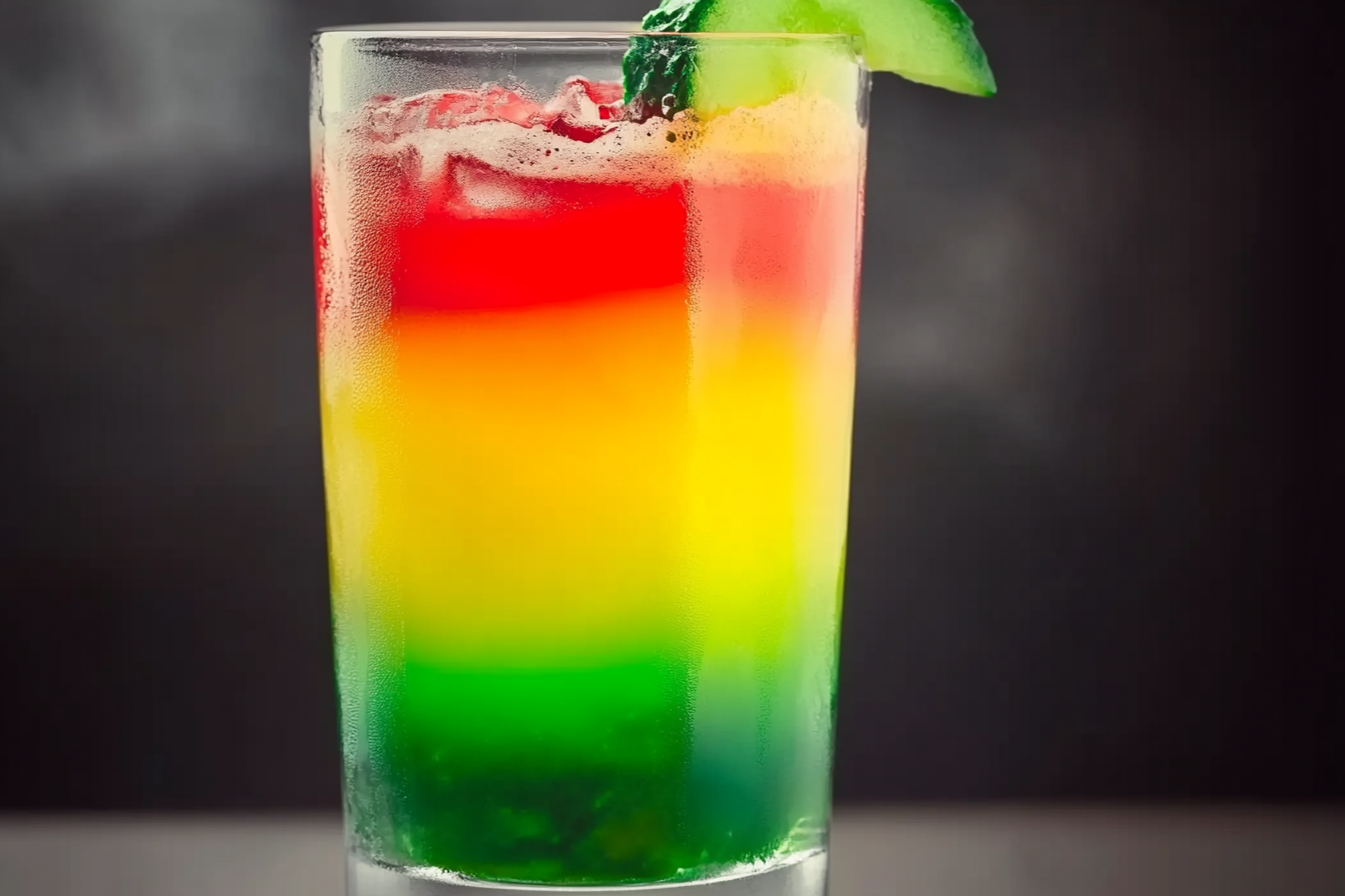 Enjoy a vibrant and delicious Bob Marley-inspired layered drink for any fun occasion.