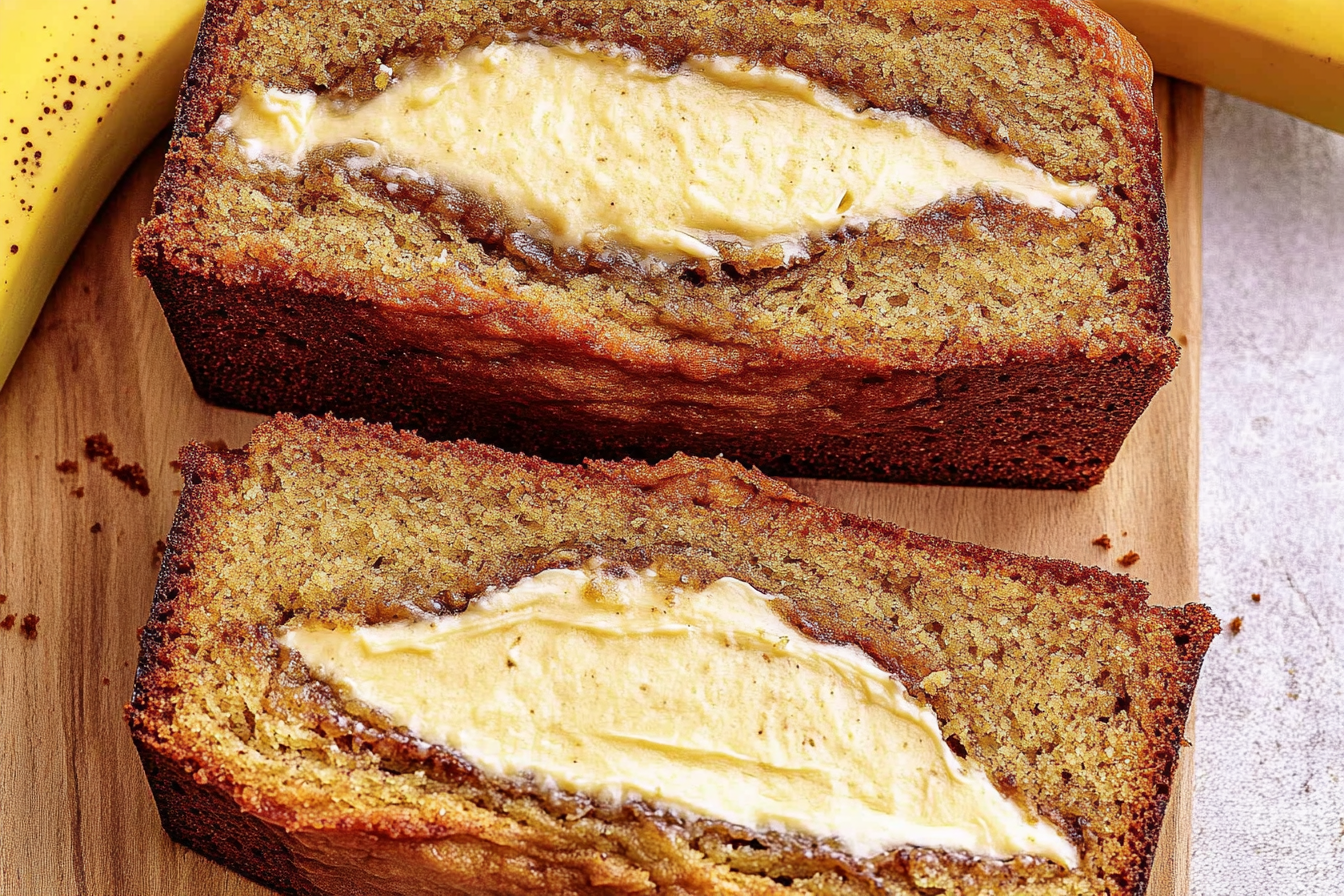 Indulge in the delightful fusion of cream cheese and banana bread with this irresistible recipe. It's simple to make and perfect for breakfast or dessert, guaranteed to impress every guest.