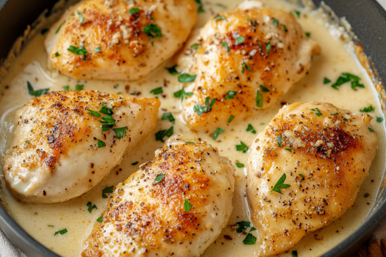 Indulge in this creamy garlic parmesan chicken recipe that's perfect for any dinner. Its rich flavors and simplicity make it a fantastic choice for weeknight meals.