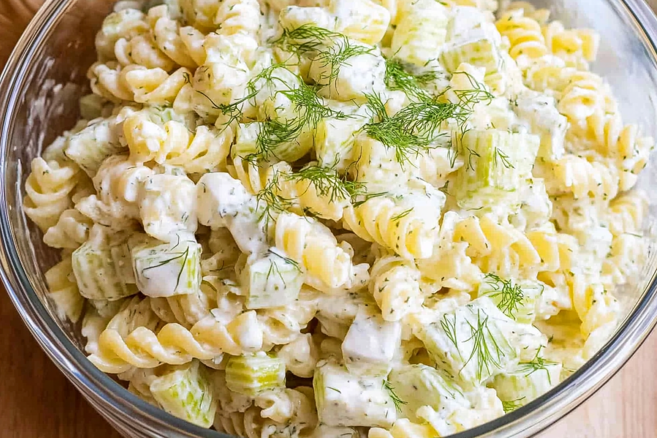 This Dill Pickle Pasta Salad is a tangy, creamy dish perfect for summer gatherings.