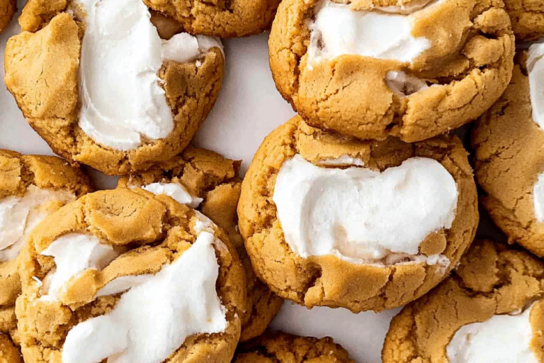 Indulge in the sweet and savory blend of peanut butter and marshmallow fluff with these delightful Fluffernutter Cookies. Perfect for any cookie lover craving a nostalgic treat.