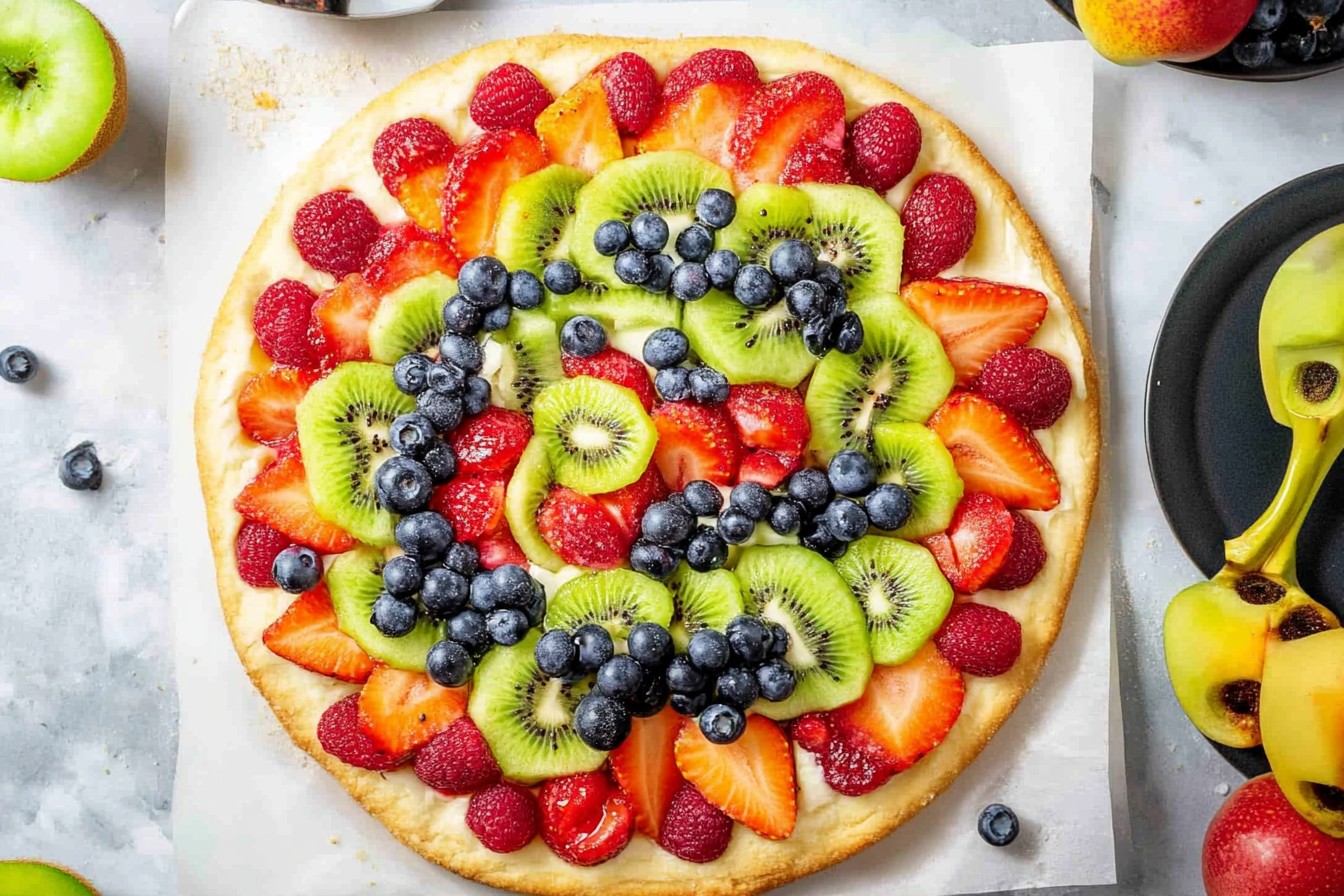 Indulge in this refreshing dessert that’s perfect for summer gatherings, combining a buttery crust with a creamy frosting and vibrant fruit toppings.