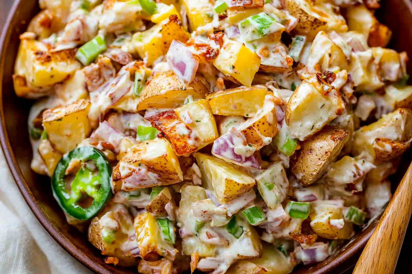 This Jalapeño Popper Roasted Potato Salad combines crispy potatoes and zesty flavors for a delightful twist to your gatherings.