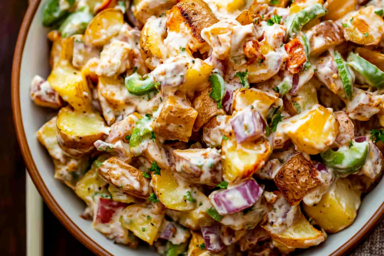 This Jalapeño Popper Roasted Potato Salad combines crispy potatoes and zesty flavors for a delightful twist to your gatherings.