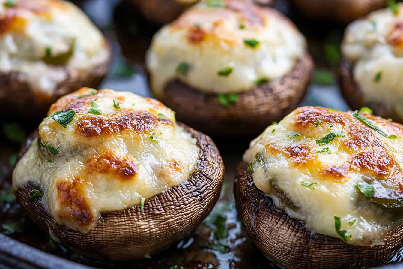 These Jalapeno Popper Stuffed Mushrooms are the perfect party appetizer, offering a delicious blend of creamy cheese, spicy jalapenos, and savory turkey bacon, creating a crowd-pleasing treat everyone will love.