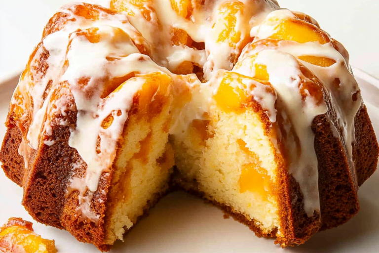 This Peach Cobbler Pound Cake blends juicy peaches with a buttery pound cake for a delightful treat.