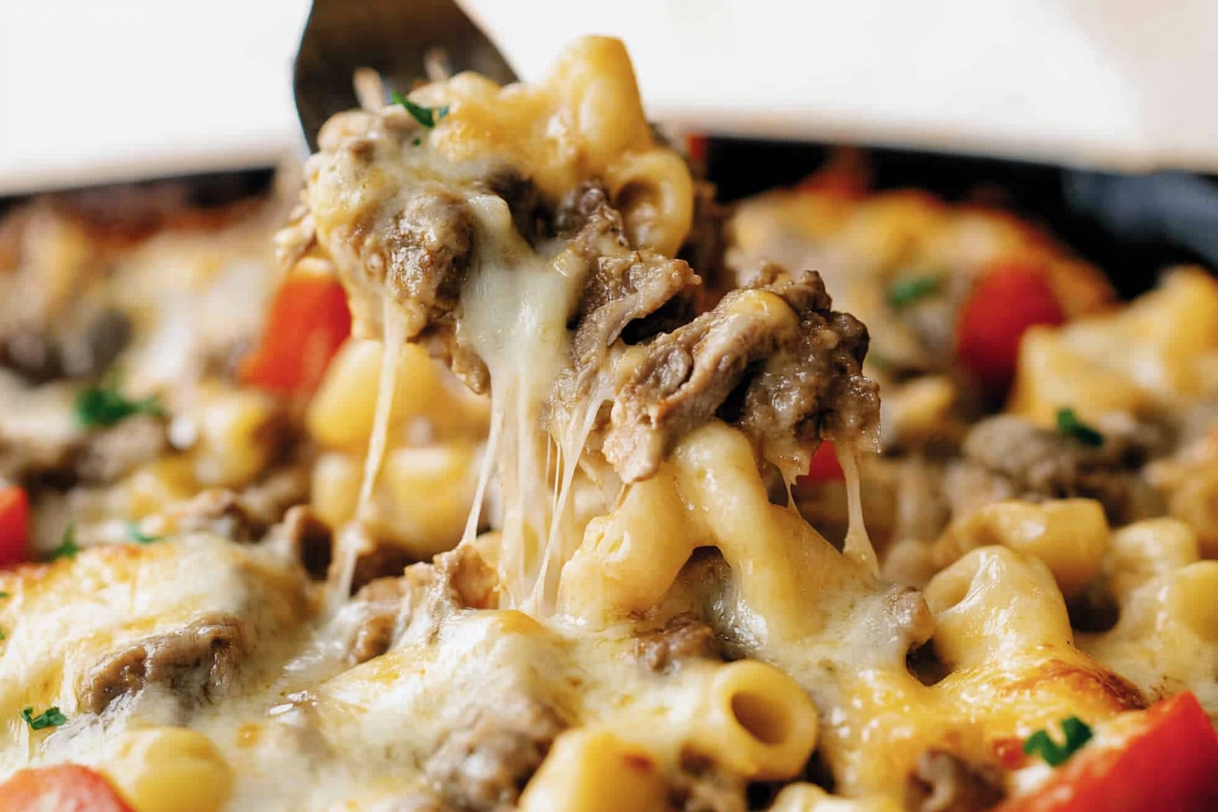 This hearty Philly Cheese Steak Casserole is a comforting dish packed with flavor, perfect for any family dinner.