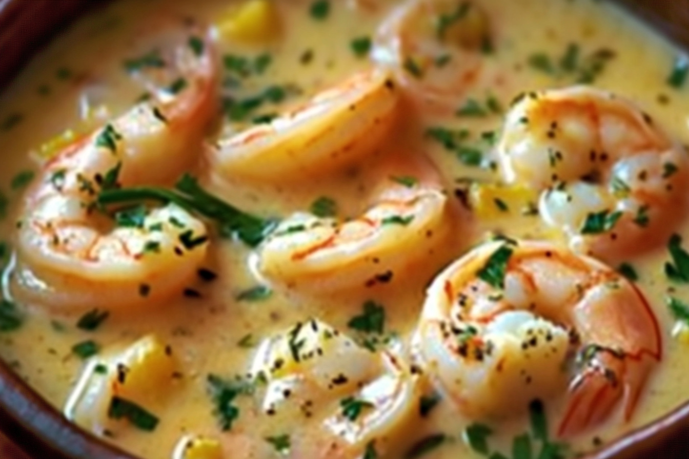 This creamy shrimp chowder is a delightful blend of flavors, perfect for warming up on chilly evenings with its comforting texture.