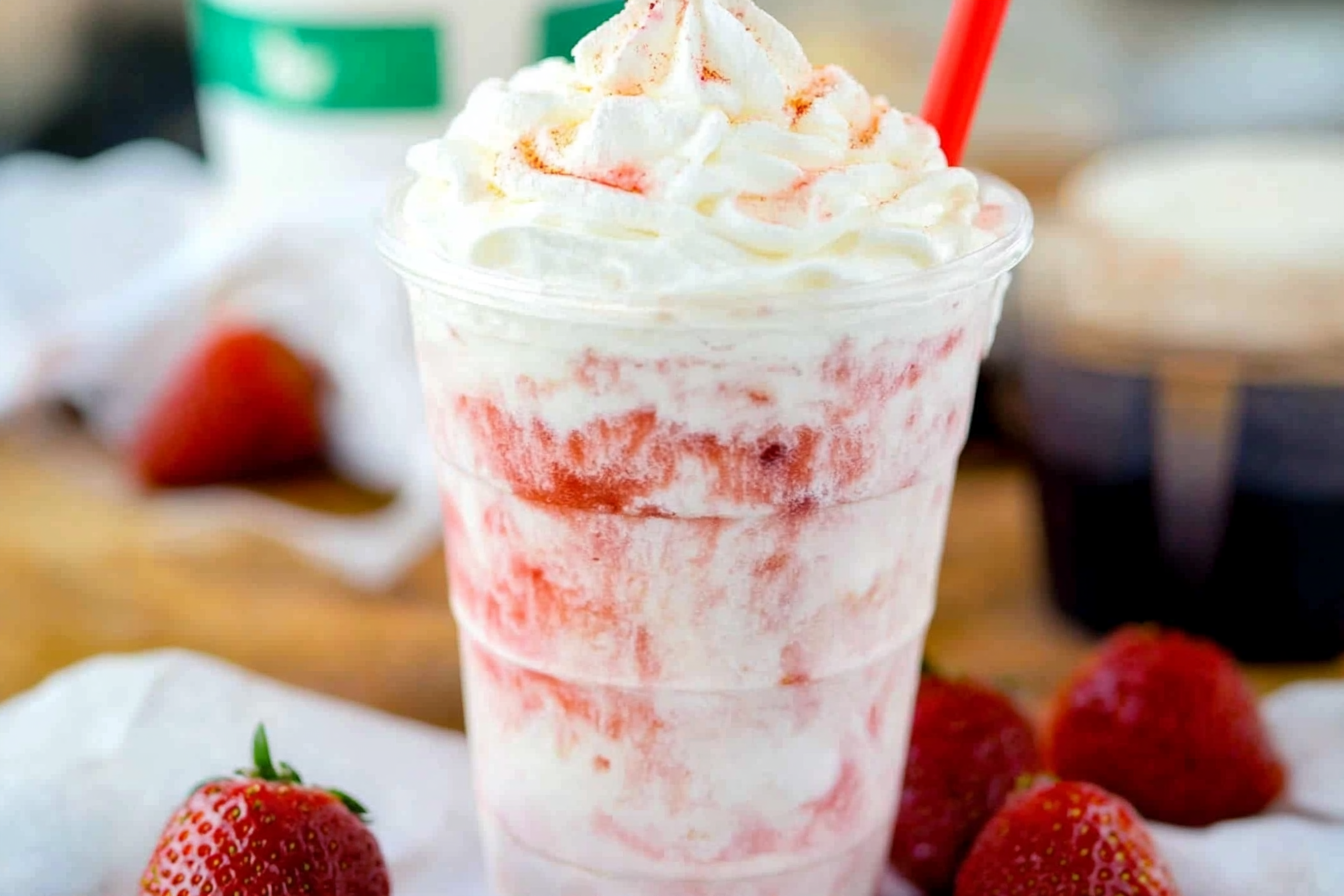 Indulge in a refreshing treat that combines the sweetness of strawberries with the creaminess of vanilla ice cream, perfect for a hot day or a sweet craving.