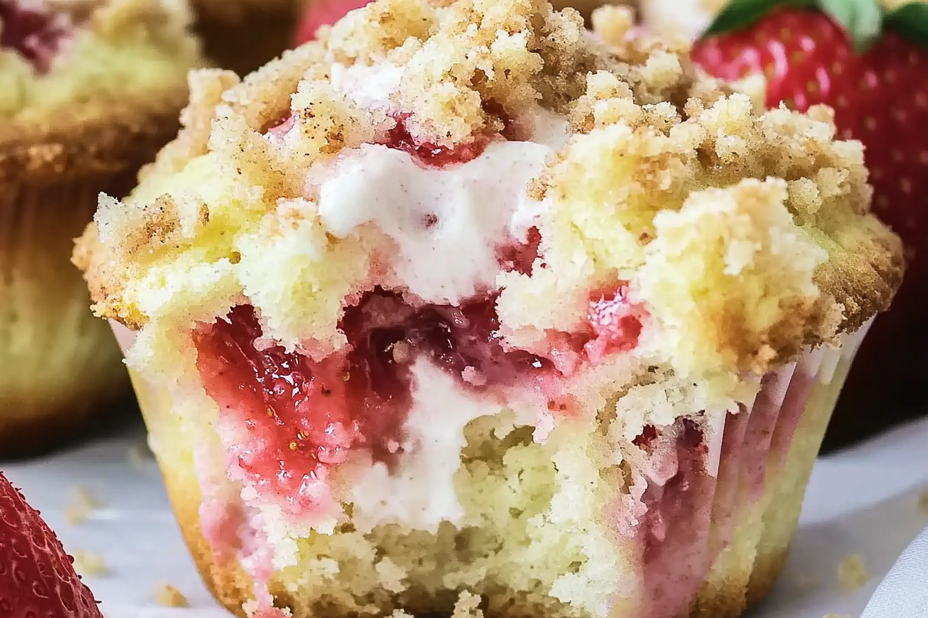 Strawberry Cream Cheese Muffins With Streusel Crumb Topping