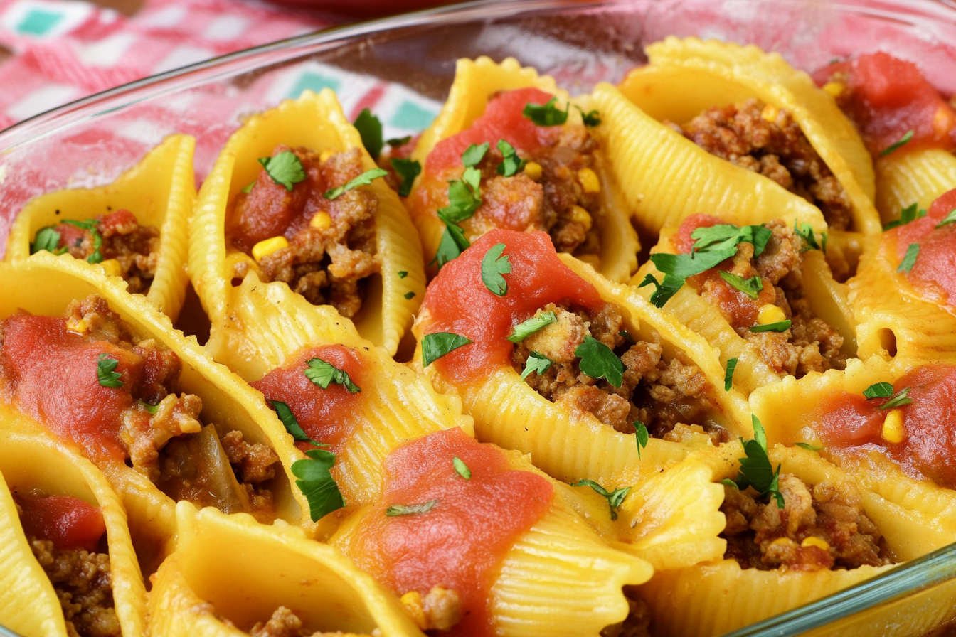 Taco Pasta Shells are a delicious fusion of Italian and Mexican flavors, perfect for family dinners. These cheesy, creamy shells stuffed with seasoned beef will have everyone coming back for seconds!