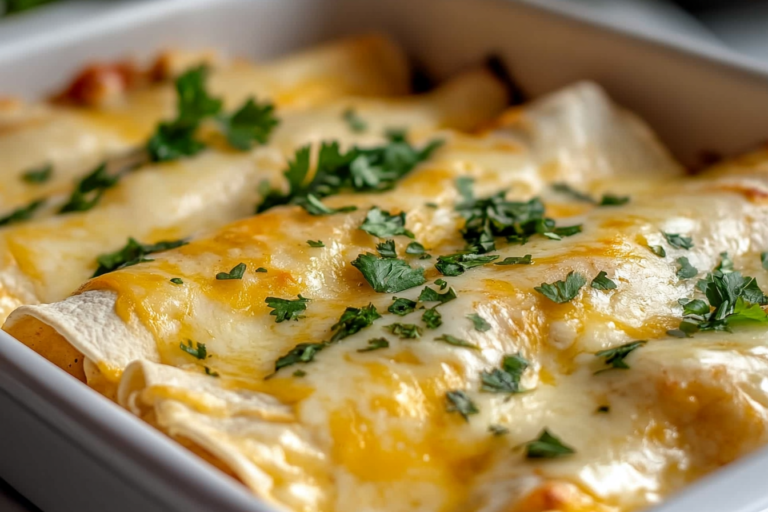 Savor the creamy, cheesy goodness of these White Chicken Enchiladas—a comforting classic everyone will love.