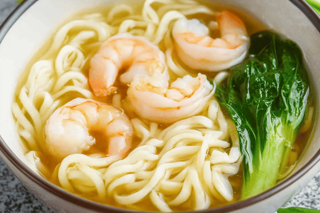 This vibrant Asian Noodle Soup with Shrimp is a comforting dish packed with flavor and nutritious ingredients.