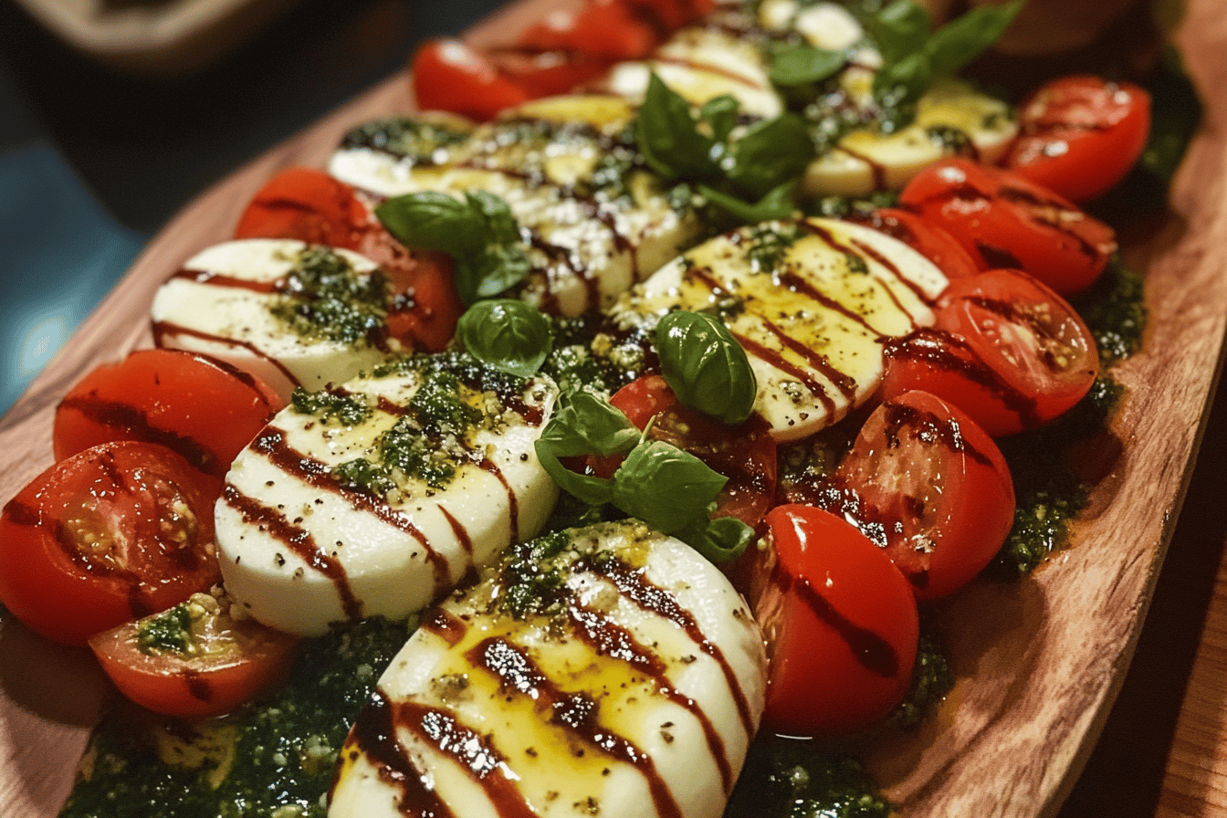 A classic Caprese Salad celebrates fresh ingredients with vibrant flavors; perfect for a light meal or starter.
