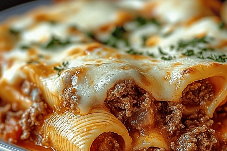 Indulge in these creamy, beef-stuffed shells that promise a hearty, unforgettable dinner experience.