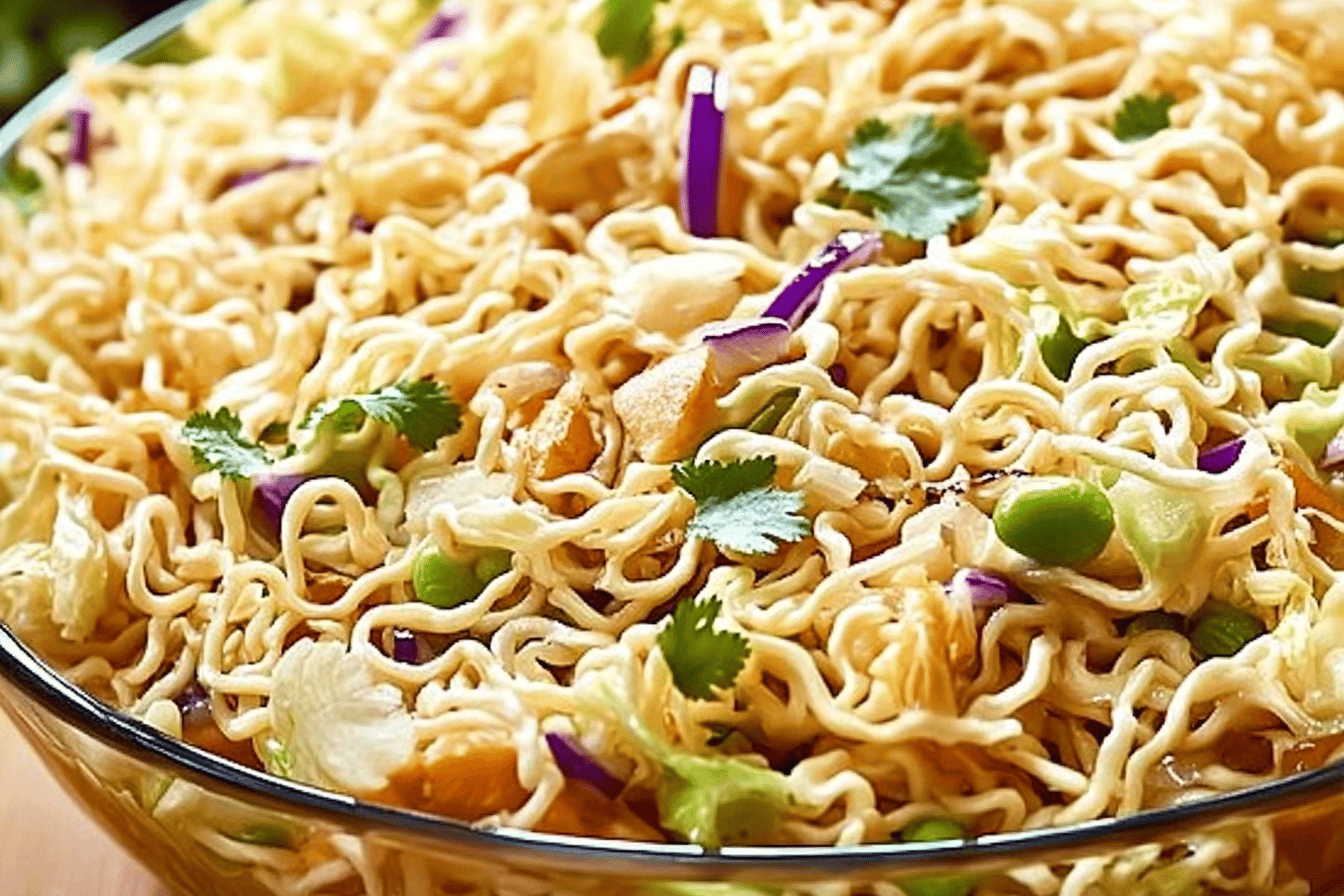 Enjoy a crunchy and refreshing break with this quick Asian ramen noodle salad recipe.