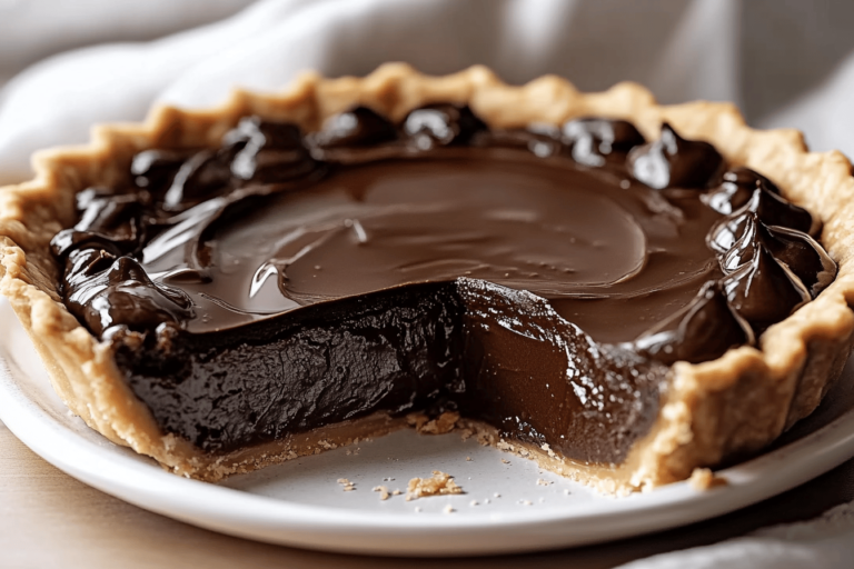 Indulge in this gooey hot fudge pie that's sure to satisfy your sweet cravings.