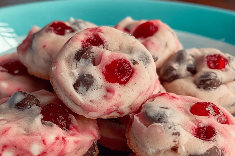 Indulge in these delightful cookies featuring a perfect blend of maraschino cherries and almond flavors.