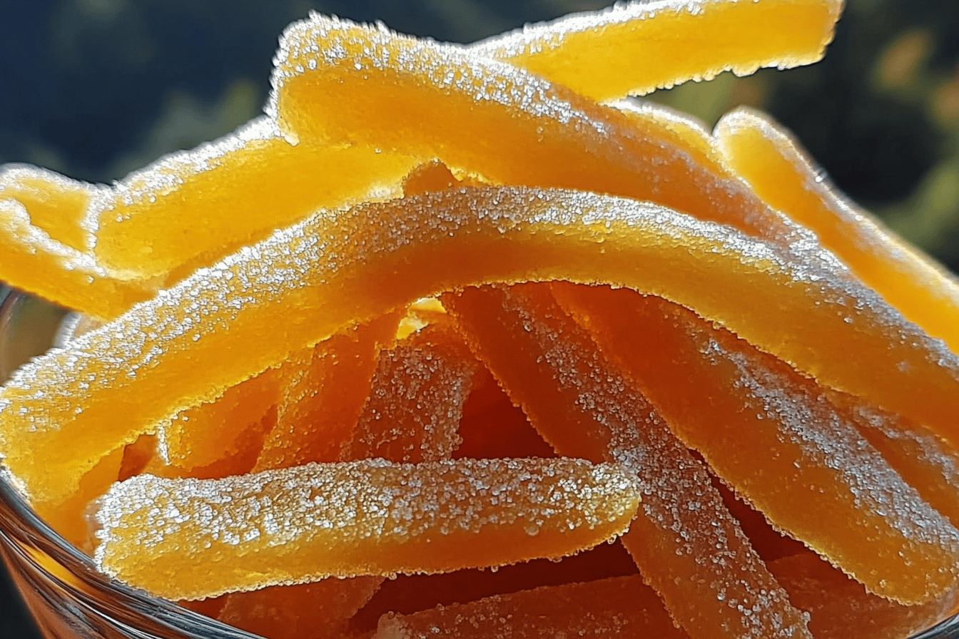 Homemade candied orange peels add a delightful twist to snacks and desserts.