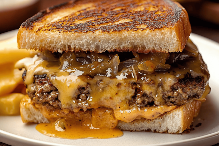 Indulge in the ultimate comfort food with this delicious patty melt featuring a secret sauce that elevates every bite.