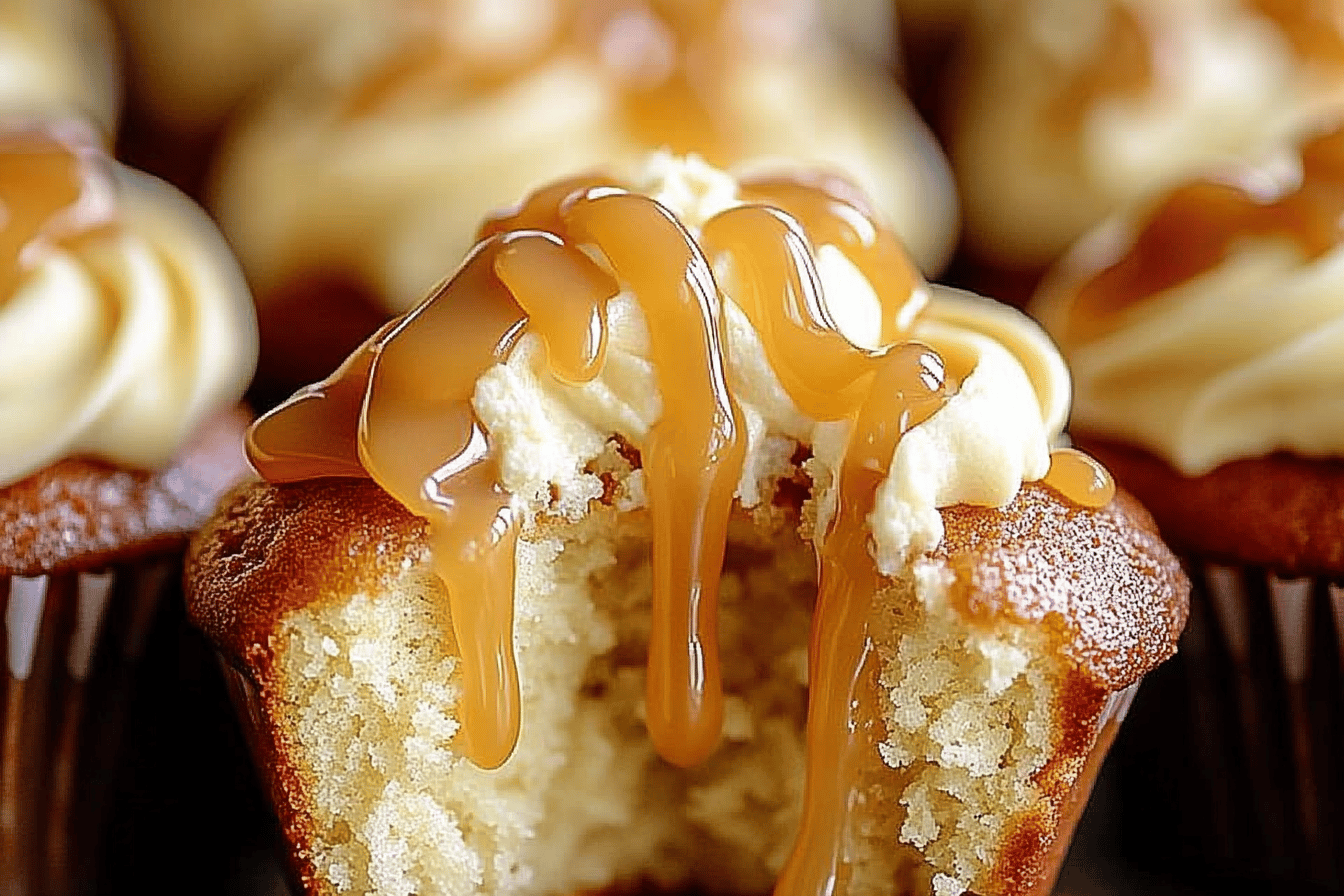 Indulge in these delightful salted caramel cupcakes for a sweet treat anyone will love.