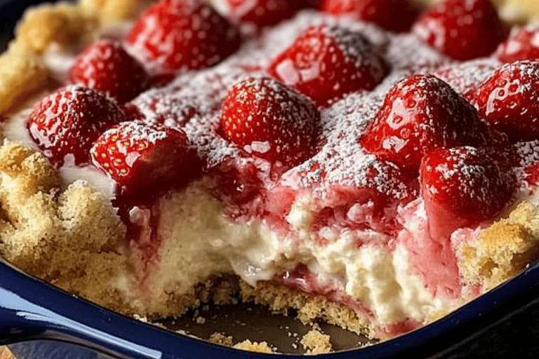 This strawberry cheesecake dump cake is a delightful and easy dessert that's sure to impress everyone.