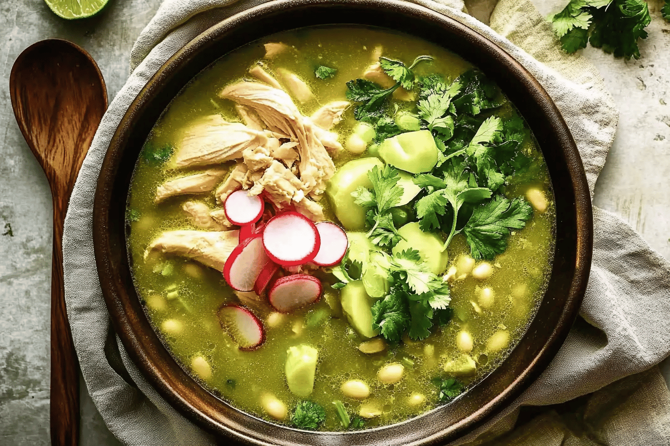 Experience the vibrant flavors of Chicken Pozole Verde, a traditional Mexican soup that warms the soul.