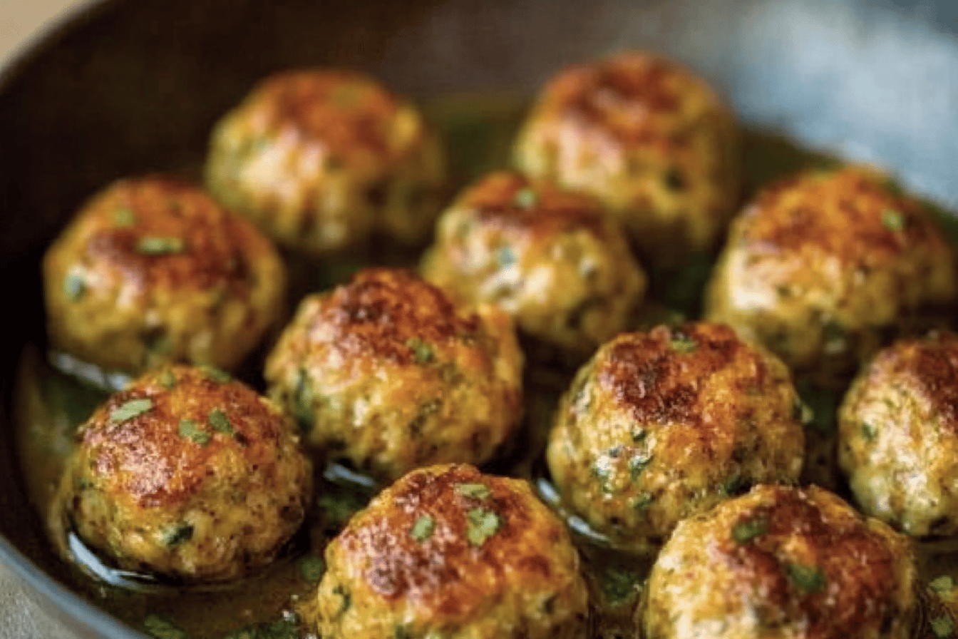 These baked chicken meatballs are a delicious and healthy twist on a classic dish.