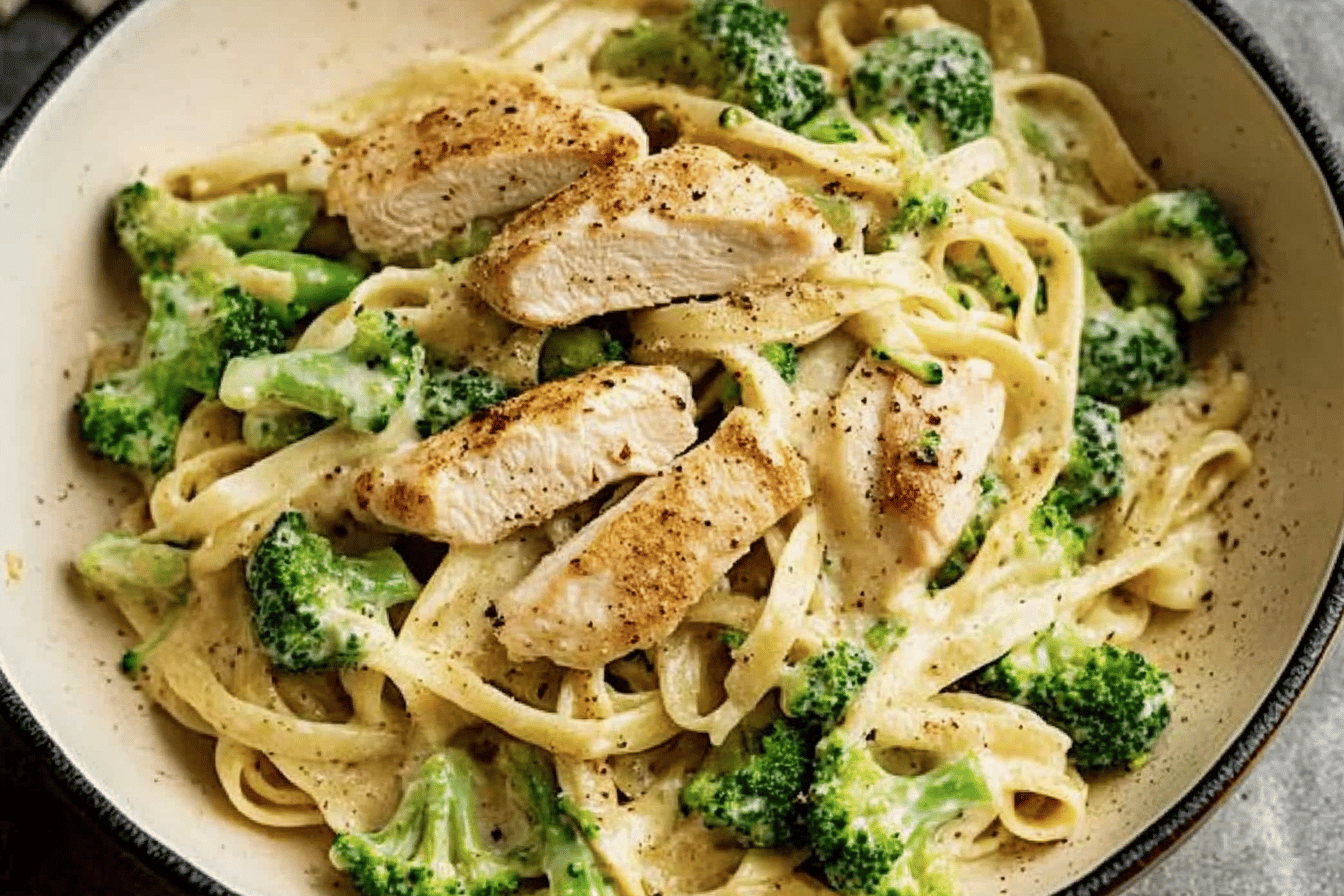 A creamy and delicious classic, this Chicken & Broccoli Alfredo is perfect for a comforting dinner.