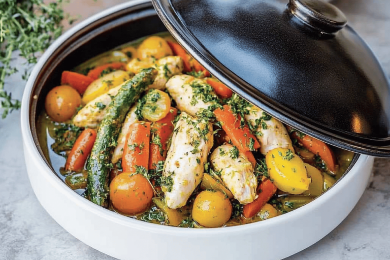 Savor this vibrant Chicken Tagine with Vegetables for a delightful, aromatic dinner experience.