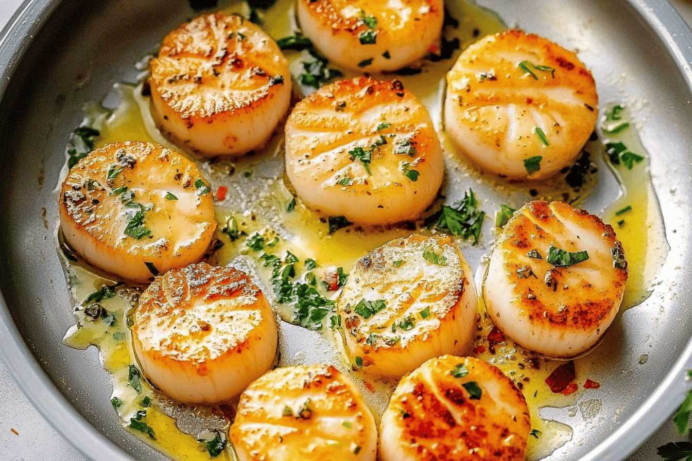 Delicious garlic butter scallops that are perfect for a special dinner. A seafood lover's delight! 🐚🧄