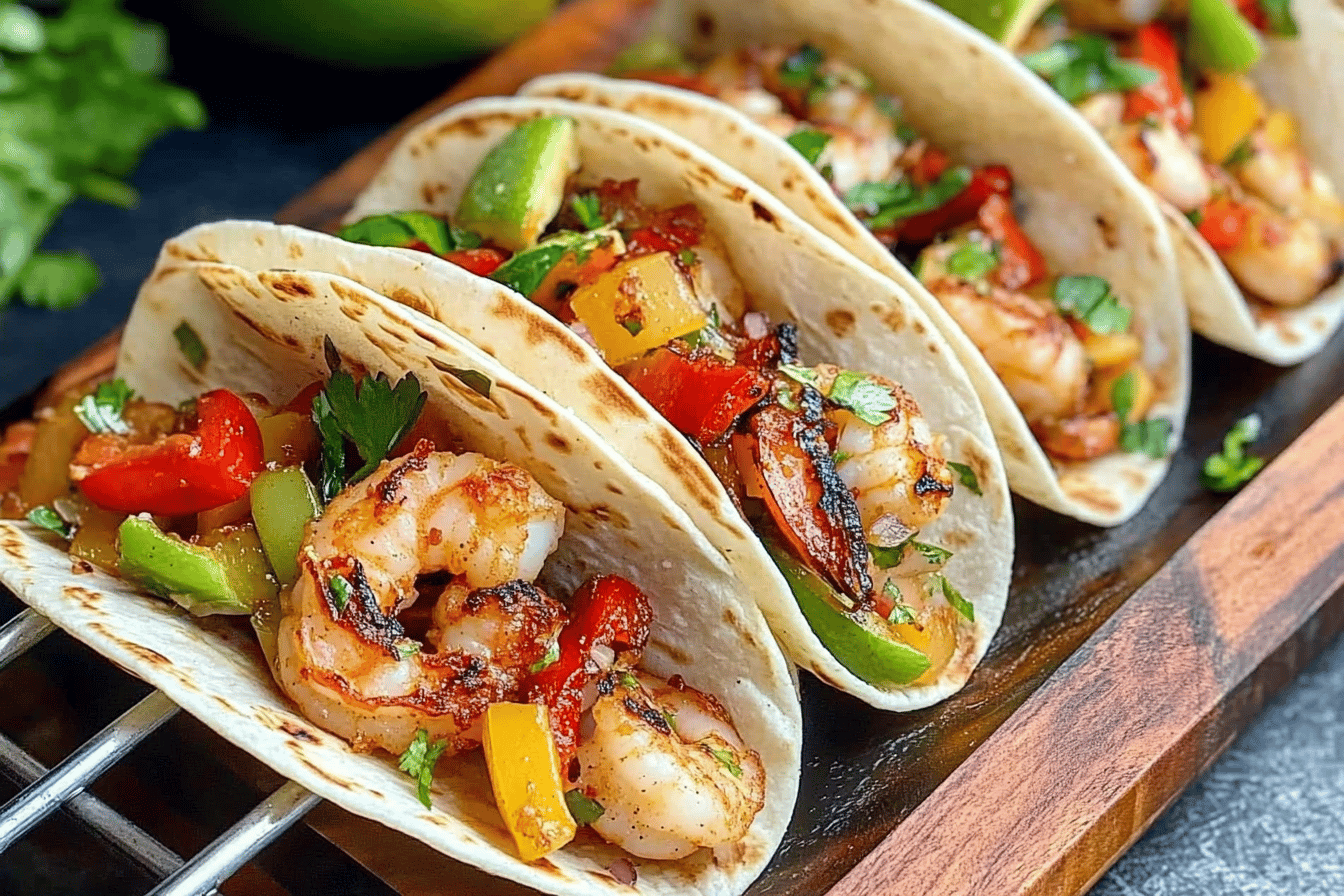 Experience the zesty flavor explosion with these garlic-lime shrimp fajitas that are perfect for any occasion.