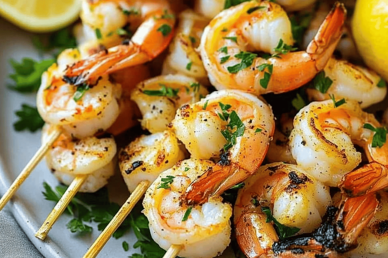 These grilled shrimp skewers are the perfect summer treat! Fire up the grill and enjoy! 🍤☀️
