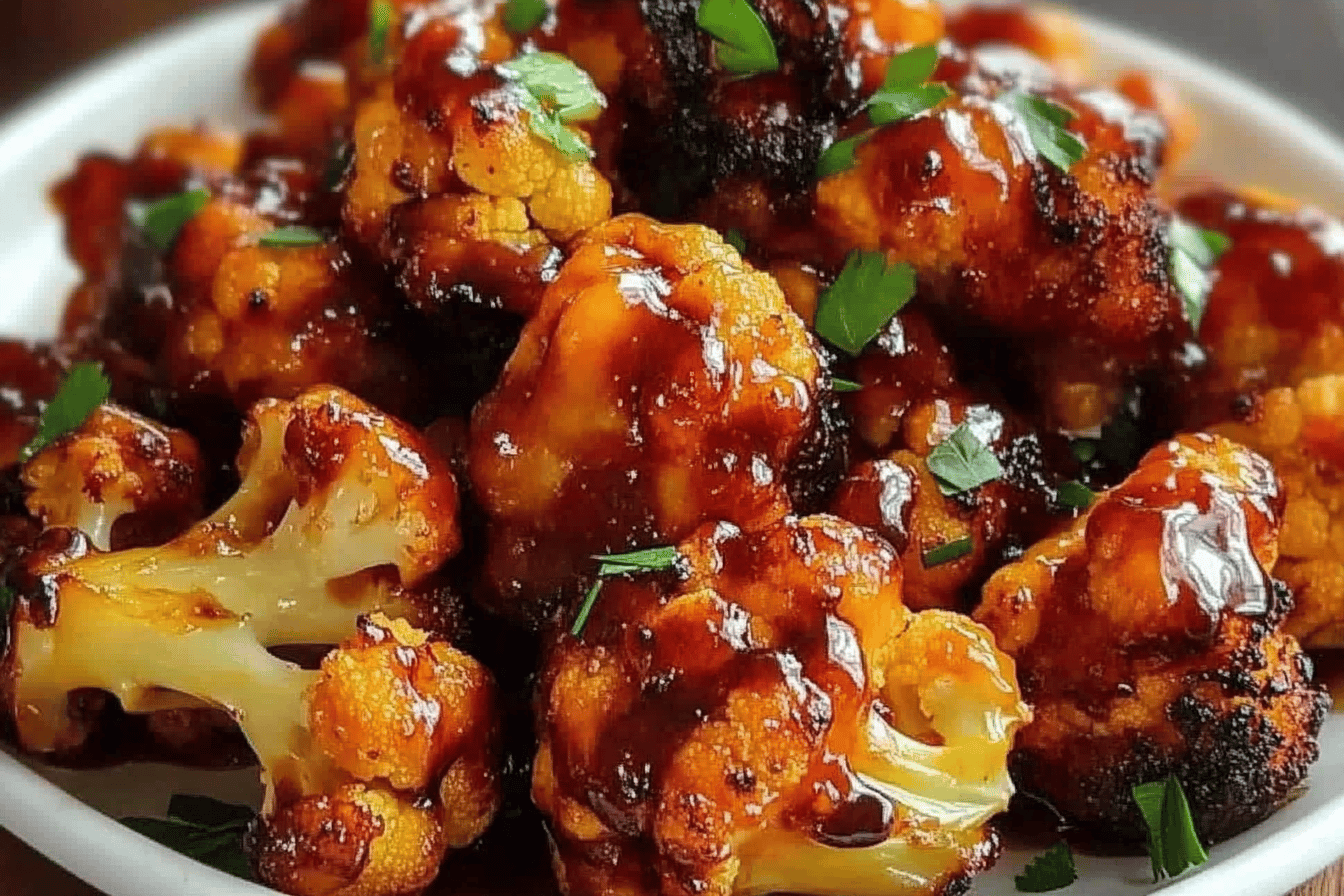 Try this sweet and savory glazed baked cauliflower for a delicious, healthy side dish!