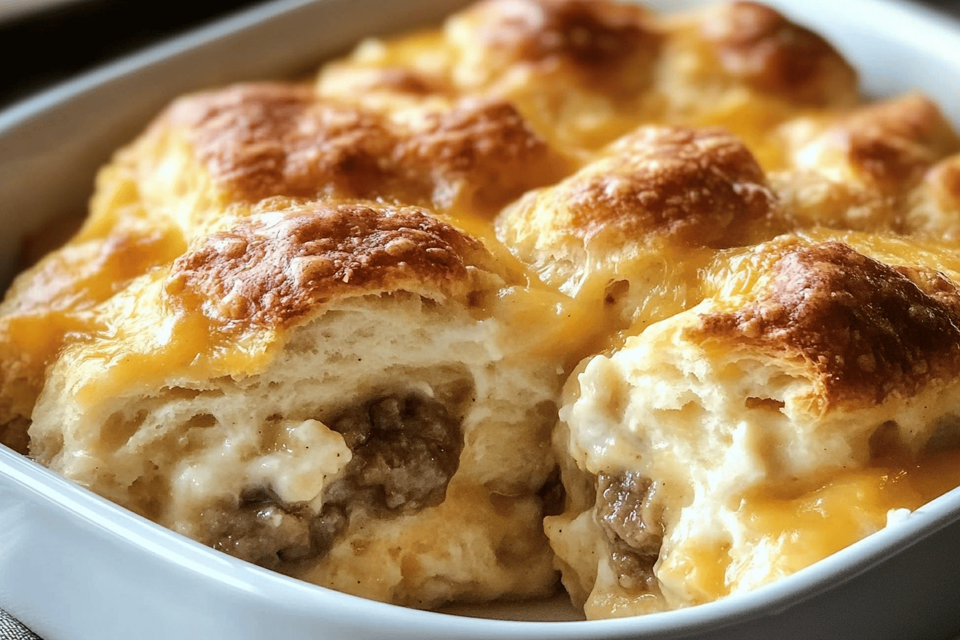 A comforting dish that combines savory biscuits and creamy gravy with crispy hash browns. Perfect for breakfast! 😊🍽️
