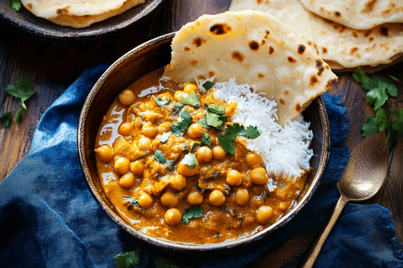 Savor the rich flavors of this vegan coconut chickpea curry. Perfect for any day! 🌱🥥