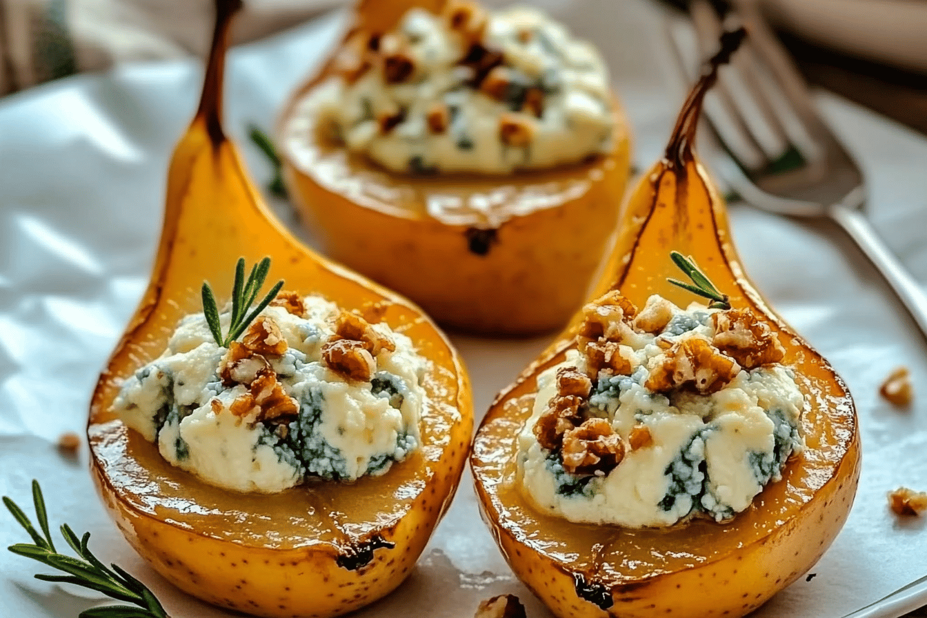 Experience a delightful balance of flavors with these Elegant Blue Cheese Stuffed Pears that will impress your guests! 🍐🧀✨