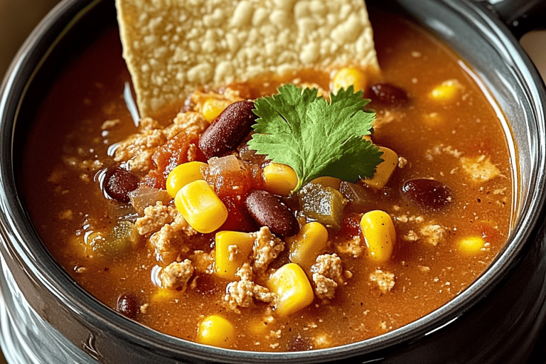 Warm up your evening with this hearty Ranch Taco Soup! Perfect for cozy nights. 🌶️🥣