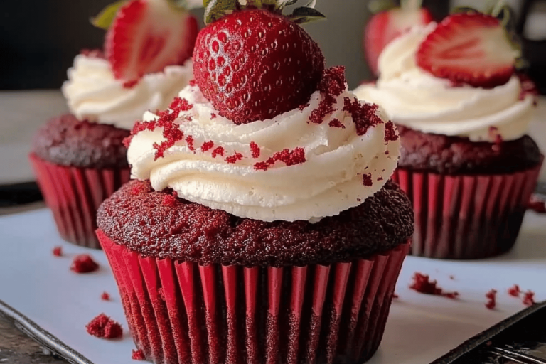 These cupcakes are a delightful fusion of strawberry and cheesecake flavors, perfect for any occasion! 🍓🧁