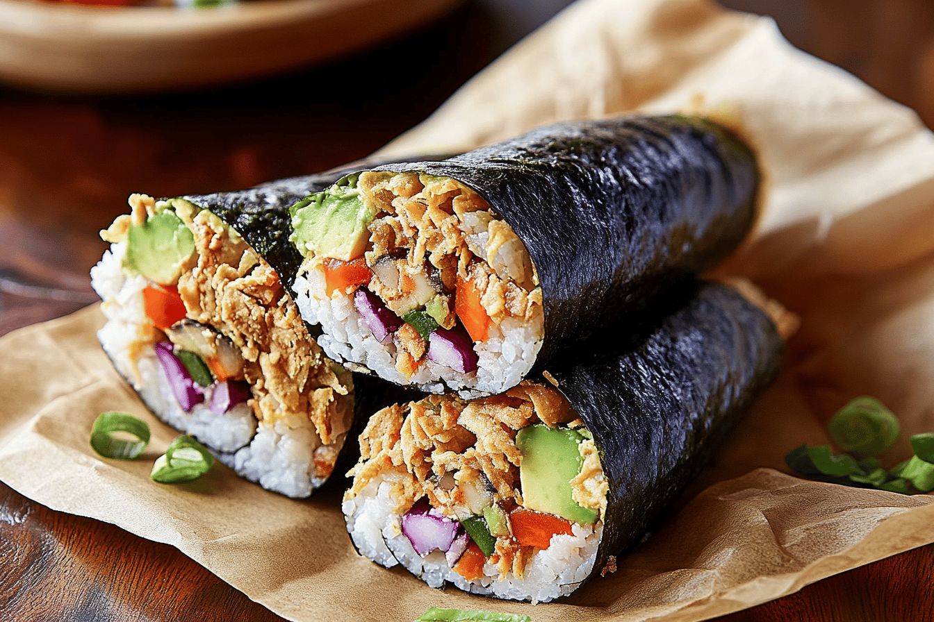 Satisfy your sushi cravings with this fun, portable twist on sushi rolls. 🌯🥢