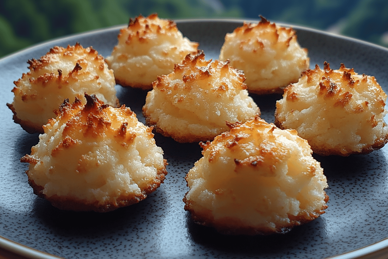 Delicious, chewy coconut macaroons that are surprisingly easy to make! Perfect for dessert lovers! 🥥✨