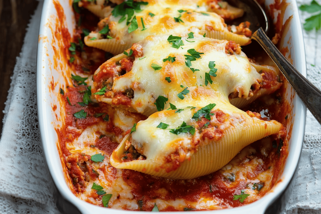 Indulge in cheesy goodness with these stuffed shells that are sure to impress every dinner guest. 🧀🍝
