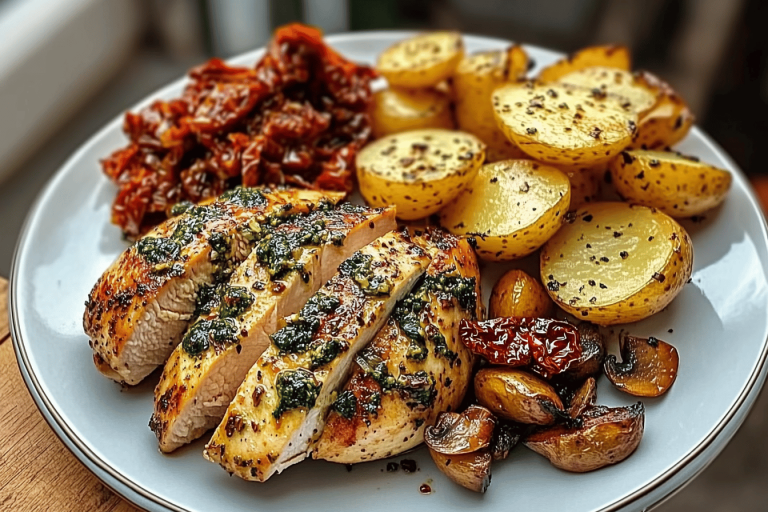 Experience the flavors of Tuscany with this delicious chicken and potato dish! 🍅🌿🥔✨