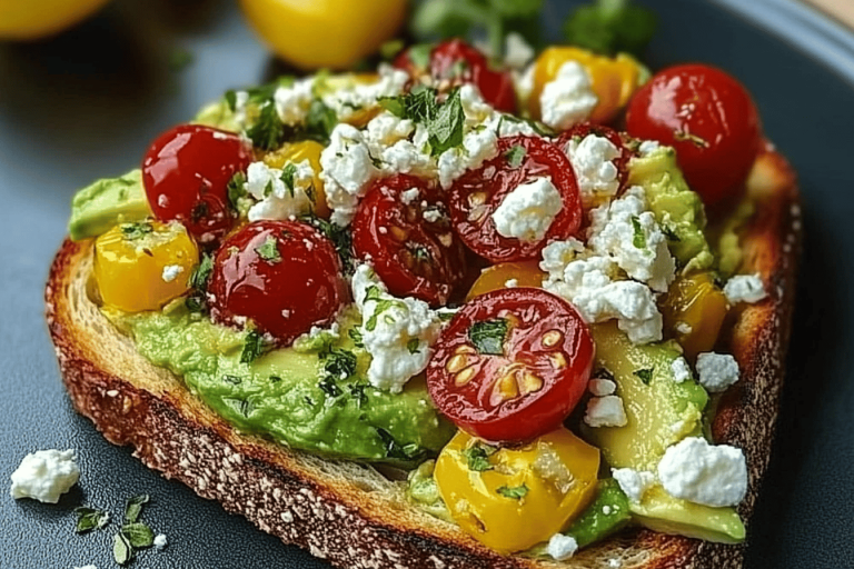 This Avocado Feta Toast is creamy, tangy, and packed with flavor, making breakfast a breeze! 🥑🧀🍞