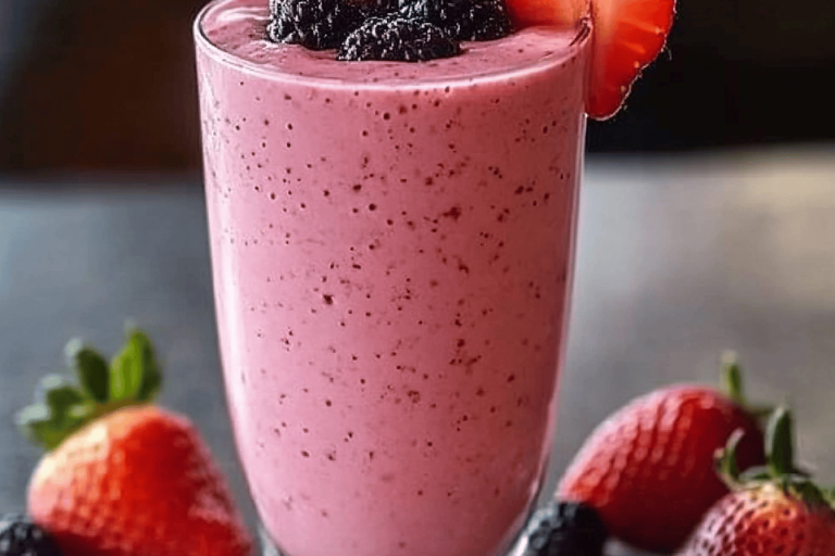 This energizing smoothie is perfect for breakfast or a refreshing snack. Enjoy the burst of berry goodness! 🍓🍌